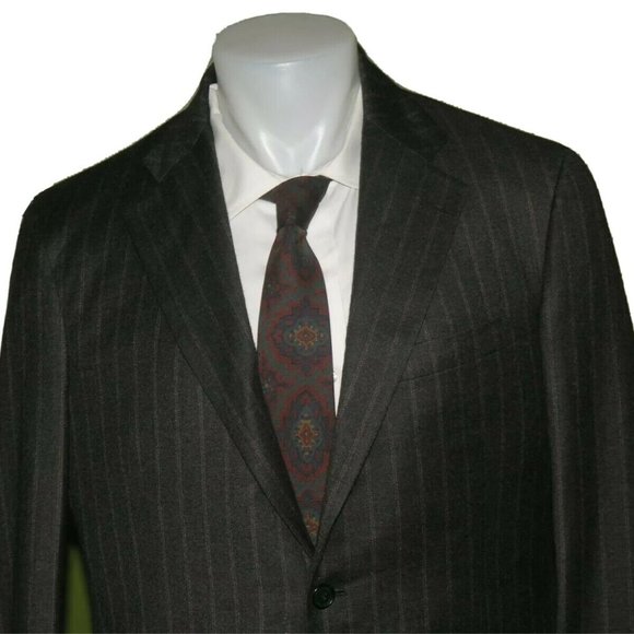 Brooks Brothers Golden Fleece Martin Greenfield Gray Stripe Two Button Suit 40R - Picture 5 of 13